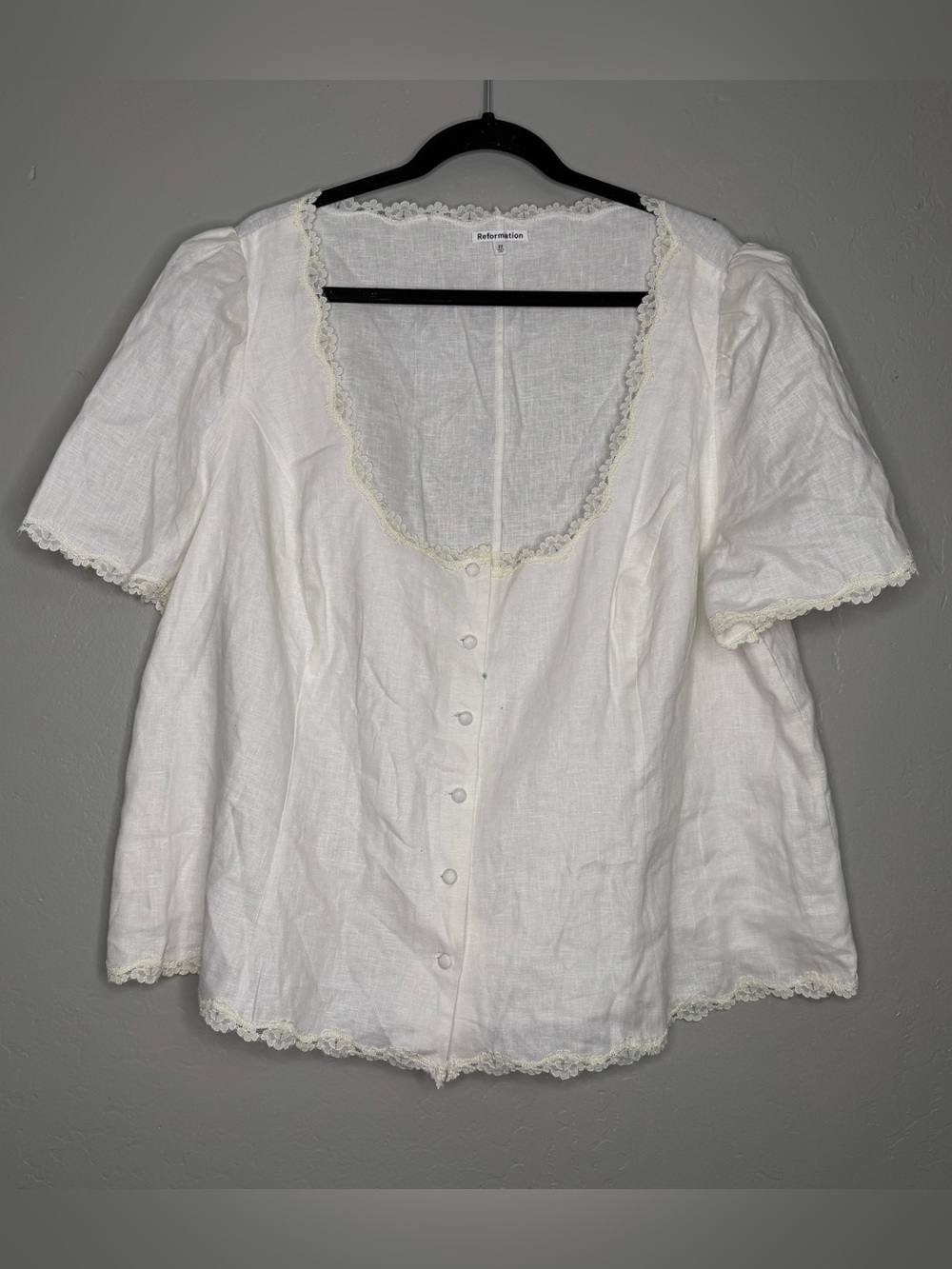 Reformation Womens Anabella Linen Top Blouse Plus Sz 22